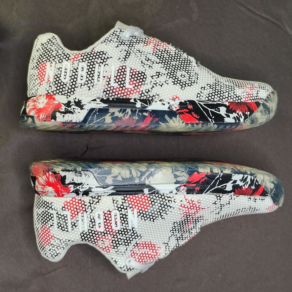 NOBULL SuperFabric Trainer White Black Red Floral Camo Shoes Womens 7 Mens 5.5 - Picture 8 of 12